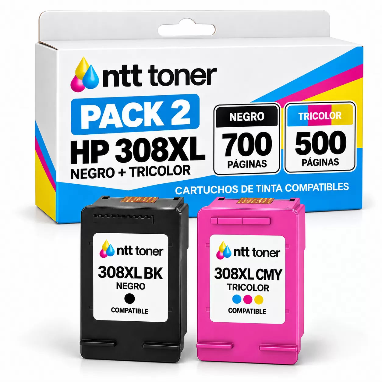 Pack Cartuchos HP 308XL Negro Color Compatible